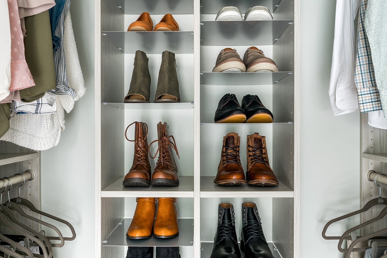 Close up of shoes on shelves