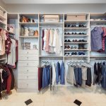 Custom Wood Closet in Light Grey with Shoe Storage and Drawers in Baton Rouge, LA