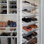 Custom shoe and hamper storage in a boutique closet in Naples, FL