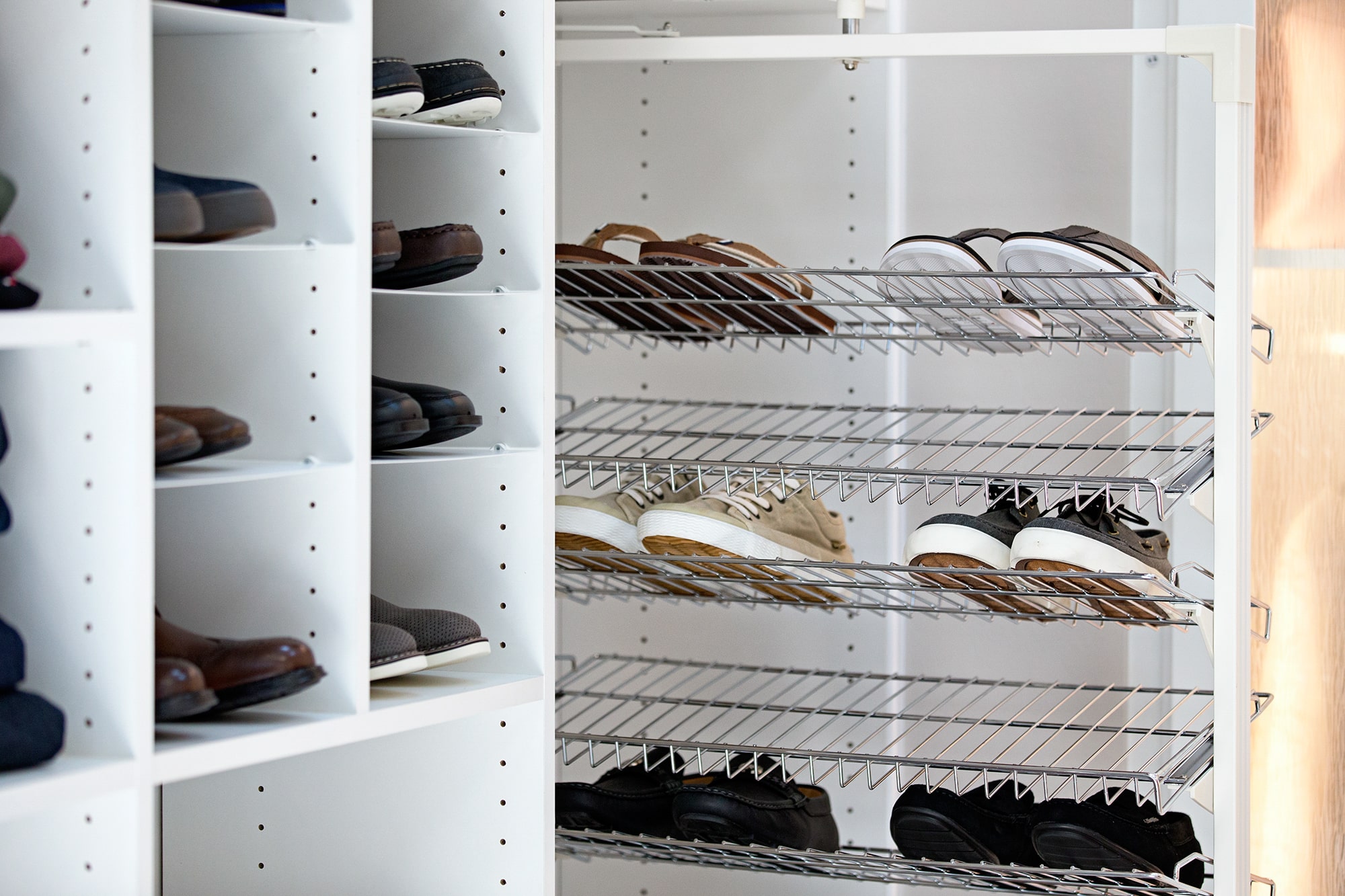 Custom metal shoe in a boutique closet in Naples, FL