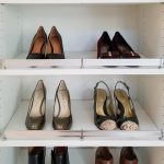 Women's shoes on shelves in closet