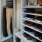 Custom Wood Closet with Shoe Shelves and Mirror in Naples, FL