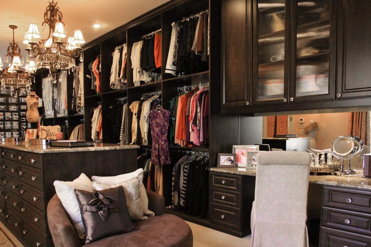 Custom Wood Boutique Closet with Vanity in Baton Rouge, LA