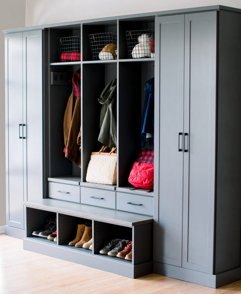 Grey Custom Mudroom & Entryway | Inspired Closets