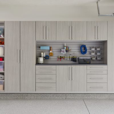 Two-Stall Garage With Gym in Timber Grey | Inspired Closets